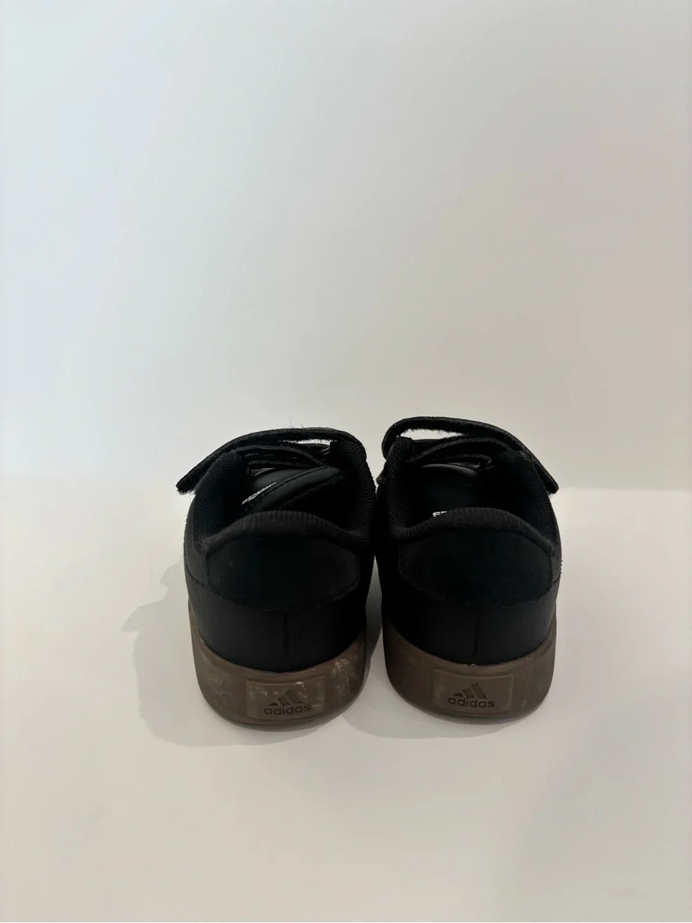 adidas Black Sneakers with White Stripes and Brown Sole - Kids